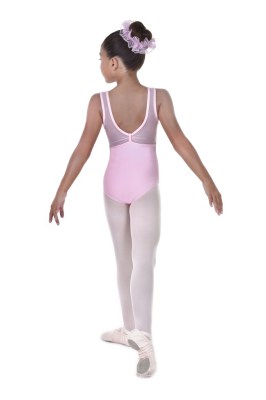 Girls tank leotard with mesh low back